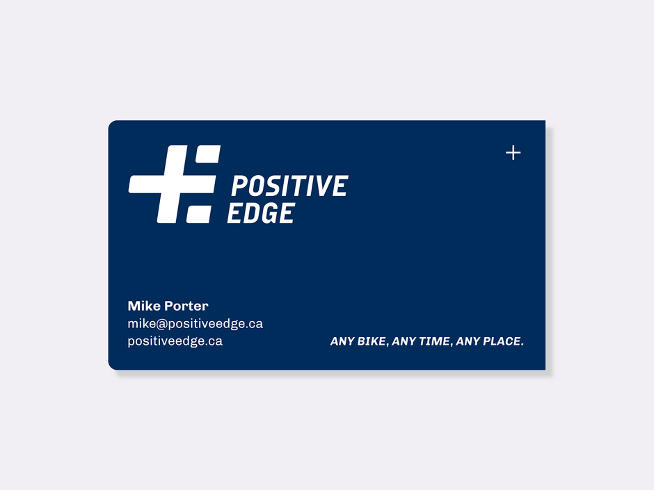 Business card design with similar balance of soft corners and hard edges.